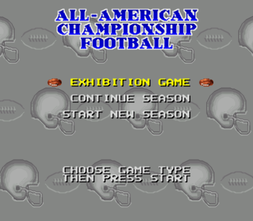 SNES ROMS - All-American Championship Football (EUROPE / 유럽판 롬파일 다운로드)