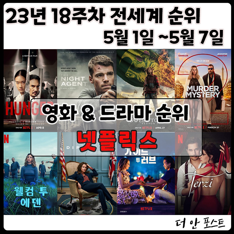 [넷플릭스] 23년 18주 영화 & 드라마 전세계 순위 5월 1일 ~ 5월 7일