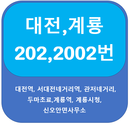 대전/계룡 202번, 2002번 버스 노선정보 안내, 대전역, 계룡역