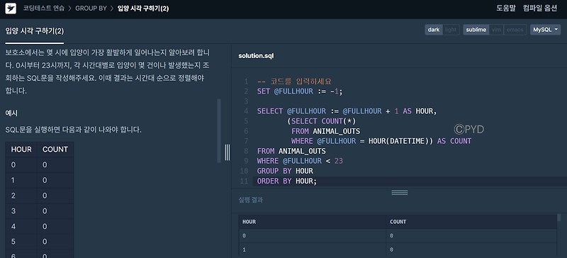 [프로그래머스] SQL 고득점 Kit - GROUP BY 문제 풀이