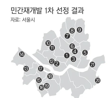 서울시 신속통합기획 발표 첫 적용 민간재개발 후보지 21곳 어디?