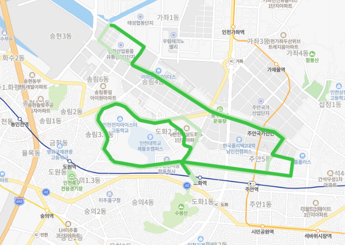 [인천] 510번버스 시간표,  노선 : 송현동, 인천의료원, 주안역, 도화역, 인천재능대