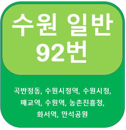 수원 92번 버스 노선,  곡반정동↔수원역,이목동