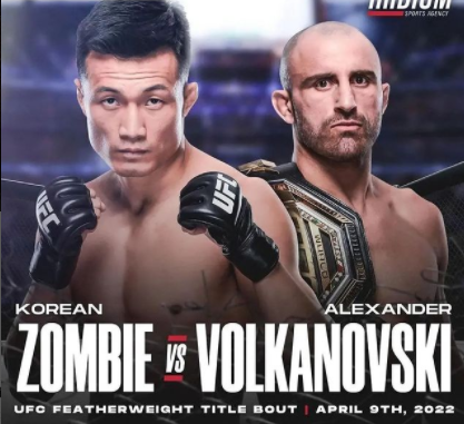 - '코리안 좀비' 정찬성의 UFC 페더급 타이틀 상대는 20연승의 알렉산더 볼카노프스키
