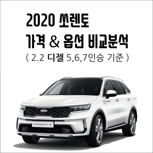 올 뉴 쏘렌토 2020형 가격, 옵션 비교 (2.2디젤  트렌디, 프레스티지, 노블레스, 시그니처)