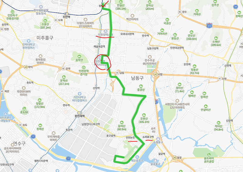 [인천] 537번버스 시간표,  노선 : 남동공단, 인천논현역, 인천종합터미널, 동암역