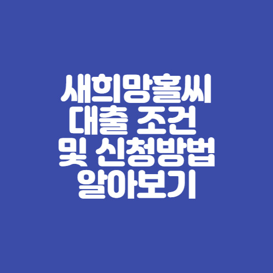 새희망홀씨 대출 조건 및 신청 방법 알아보기