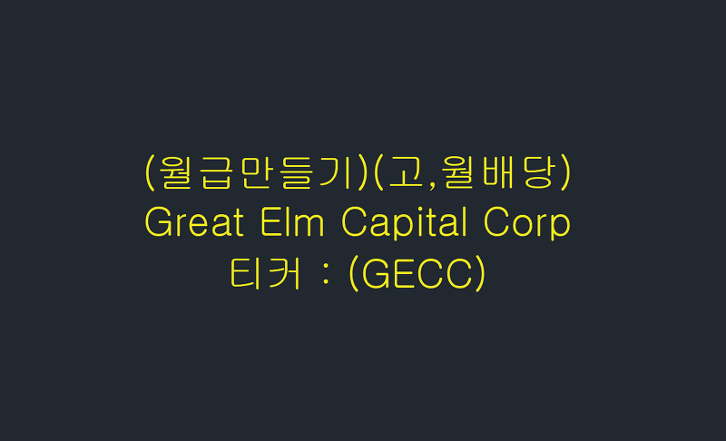 (월급만들기)미국주식 고배당, 월배당 Great Elm Capital Corp(GECC) 매수하기