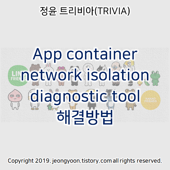 윈도우10 App container network isolation diagnostic tool 해결방법