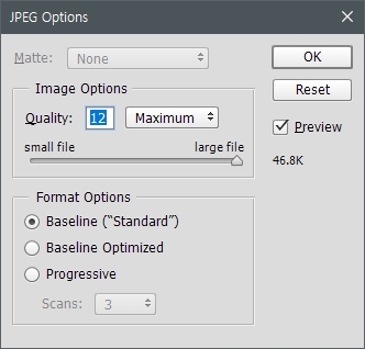 포토샵 JPEG(JPG), PNG 저장 옵션 알아보기