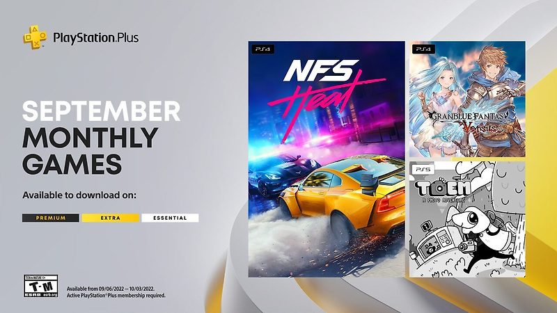 2022년 9월 PS Plus Essential 게임 Need for Speed Heat 및 Toem, PlayStation Plus Extra 및 Premium용 Deathloop 및 Assassin's Creed Origins가 포함
