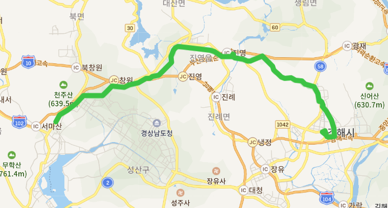 김해 140번버스 노선, 시간표 김해터미널<->마산터미널