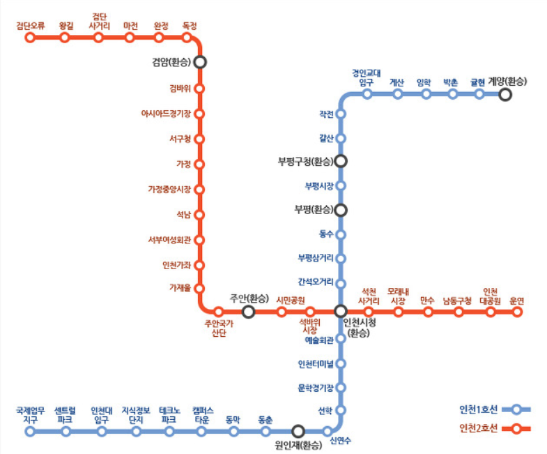 인천 1호선 시간표, 노선도 안내