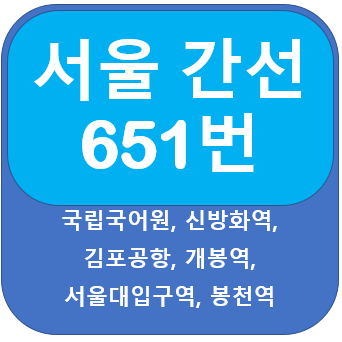 651번버스 노선 정보 안내(김포국제공항, 개봉역, 서울대)