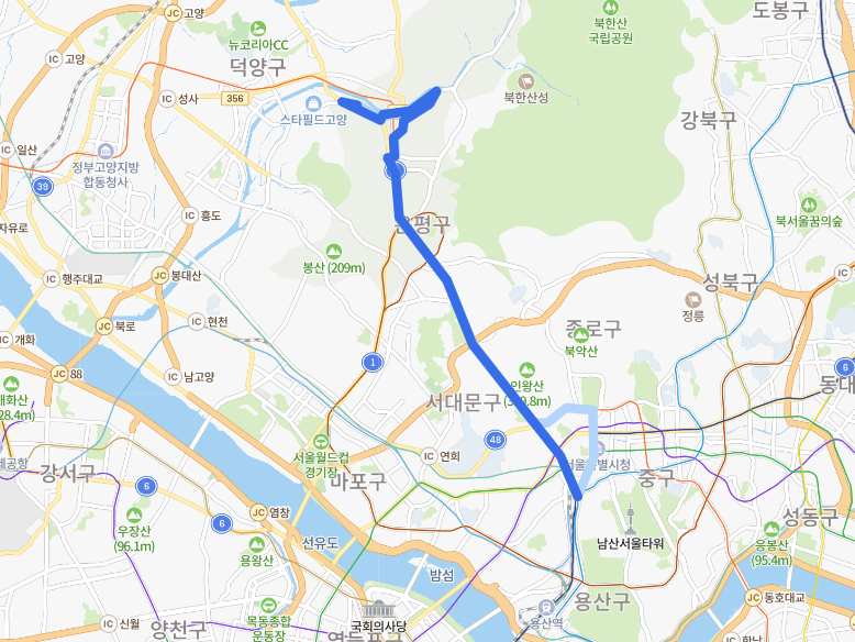 [서울] 708번버스 노선, 시간표 :  구파발역, 서울역, 경복궁역, 서울시청