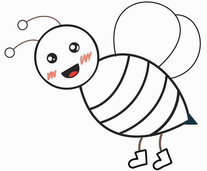 꿀벌과 나비 도안 무료 공유) 꿀벌 도안, 나비 색칠 도안