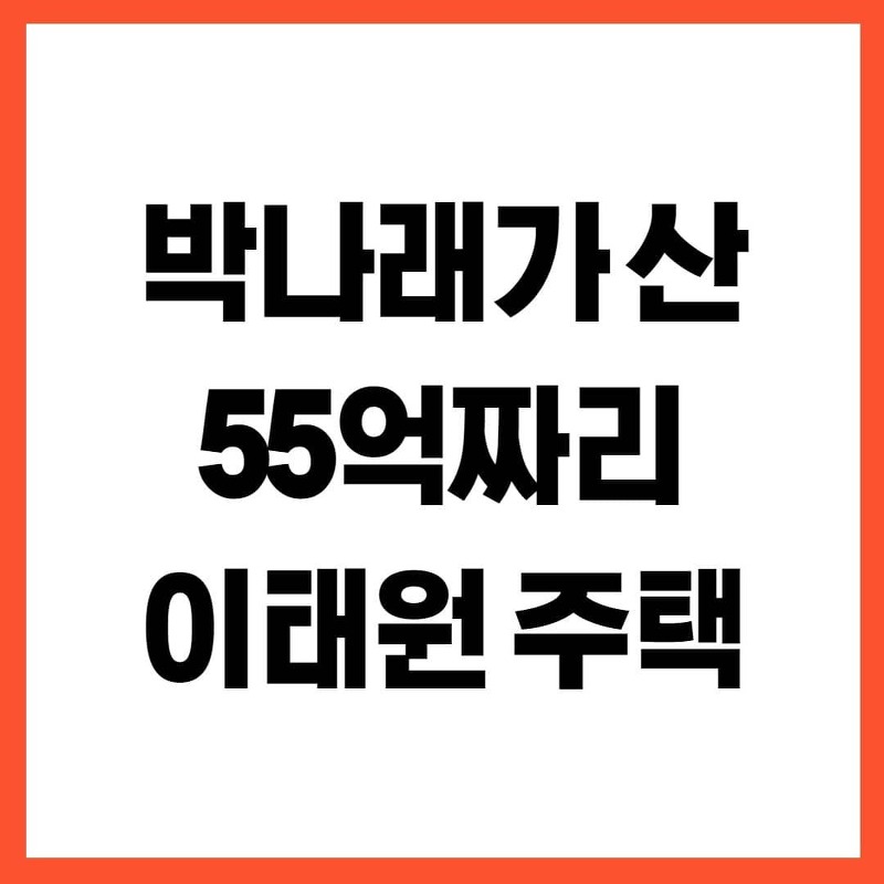 박나래가 이태원 55억 주택 매입한 이유