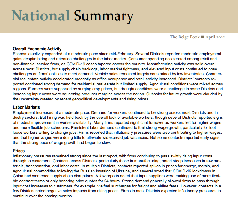 미국 경제 활동 보고서 3월 베이지북 분석
