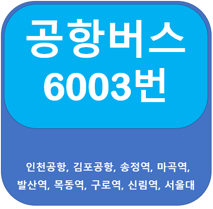 공항버스 6003 시간표, 노선 서울대,대림역,신림역,김포공항,인천공항