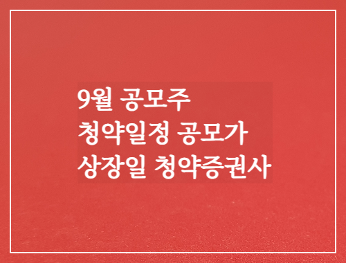 9월 공모주 청약일정 공모가 상장일 청약증권사/두산로보틱스 신성에스티