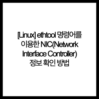 [Linux] ethtool 명령어를 이용한 NIC(Network Interface Controller) 정보 확인 방법