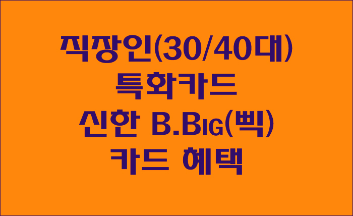 [직장인 특화카드] 신한카드 B.Big(삑) 카드 혜택