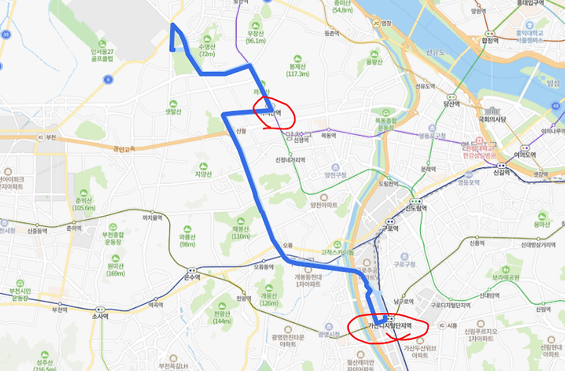 [서울] 653번버스 노선, 시간표 : 화곡역, 까치산역, 개봉역, 가산디지털단지역
