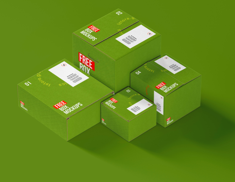 7가지 무료 박스 패키지 디자인 목업 PSD