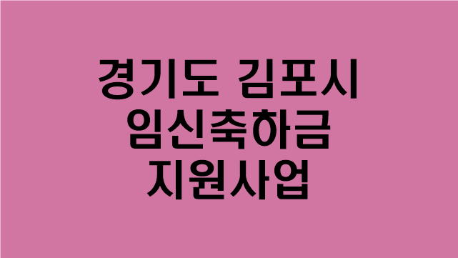 경기도 김포 임신축하금 지원사업