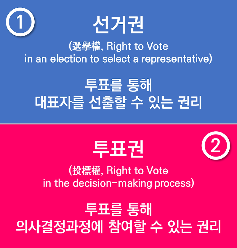 대한민국 거주 외국인에게 선거권(공직선거법)과 투표권(주민투표법)을 인정하는 근거 조항들, 선거권과 투표권의 차이