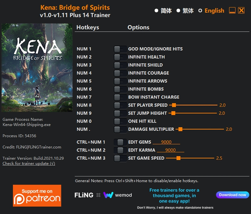 [트레이너] 한글판 케나 브릿지 오브 스피릿 영문판 Kena Bridge of Spirits v1.0-v1.11 Plus 14 Trainer