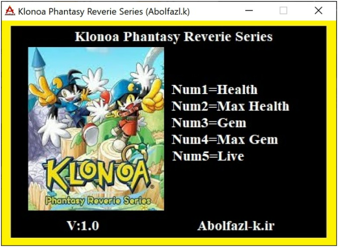 [트레이너] 한글판 바람의 크로노아1＆2 모험의 시작 V 1.0 Plus 5 최신 영문판 Klonoa Phantasy Reverie Series V 1.0 Plus 5 Trainer
