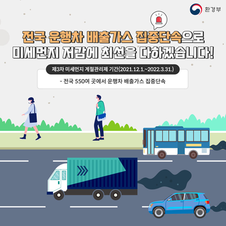 [자동차 정보] 전국 운행차 배출가스 집중단속 기간 / 겨울철 미세먼지 대응