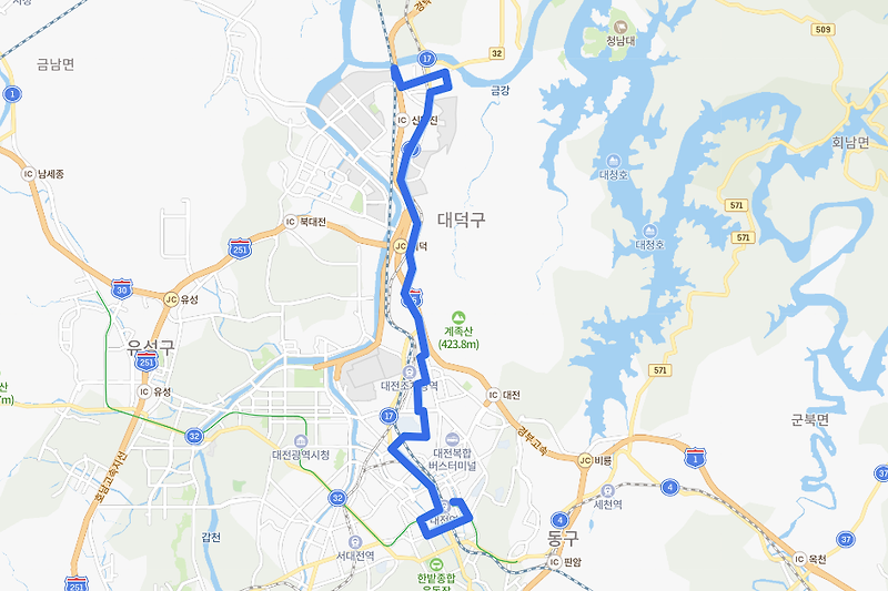 [대전] 711번버스 노선, 시간표 : 대덕구청, 한일병원, 중리동, 한남대, 대전역