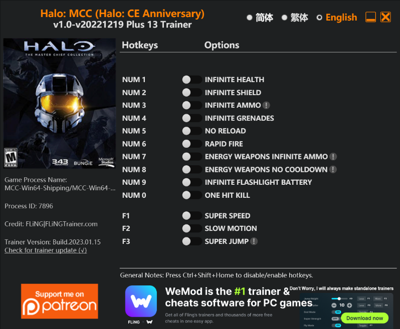 [트레이너] 한글판 헤일로 CE 애니버서리 최신 트레이너 Halo The Master Chief Collection (Halo CE Anniversary) v1.0~v20221219 PULS 13Trainer