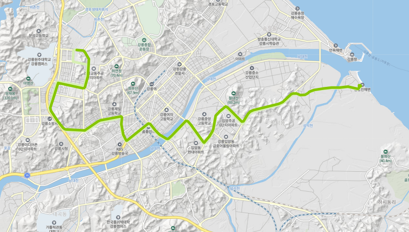 [일반]강릉 227번 버스 노선 정보 :  남항진해변, 강릉고속버스터미널, 시외버스터미널