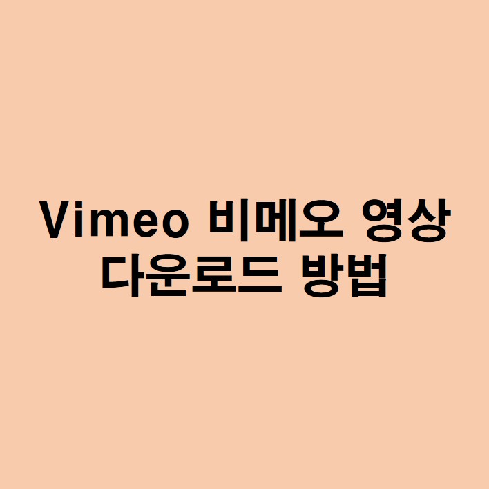 Vimeo 비메오 영상 다운로드 방법