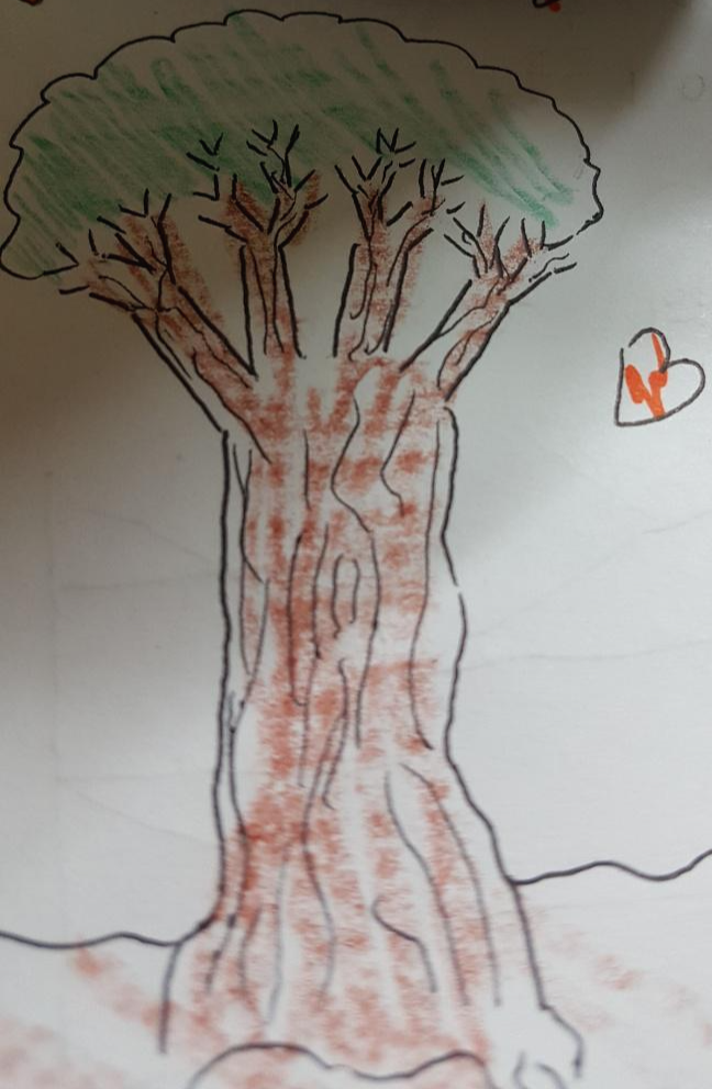 볼펜으로 그린 나무랑 소년