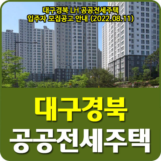 대구경북 LH 공공전세주택 입주자 모집공고 안내 (2022.08.11)