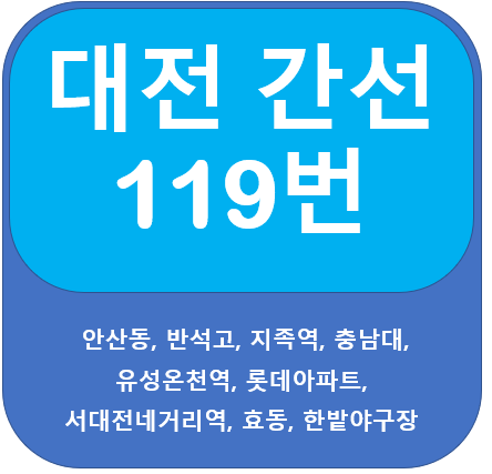 대전 119번 버스 노선안내 안산동,충남대 ~ 효동