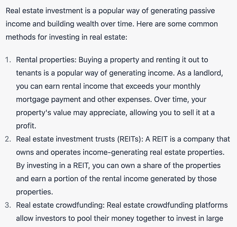 Real estate investment method