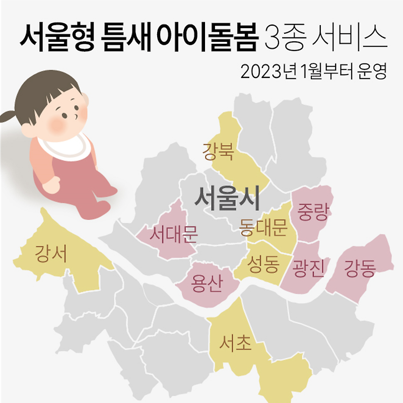 '서울형 틈새 아이돌봄 3종 서비스' 확대 운영 | 등하원, 아픈아이·영아 돌봄