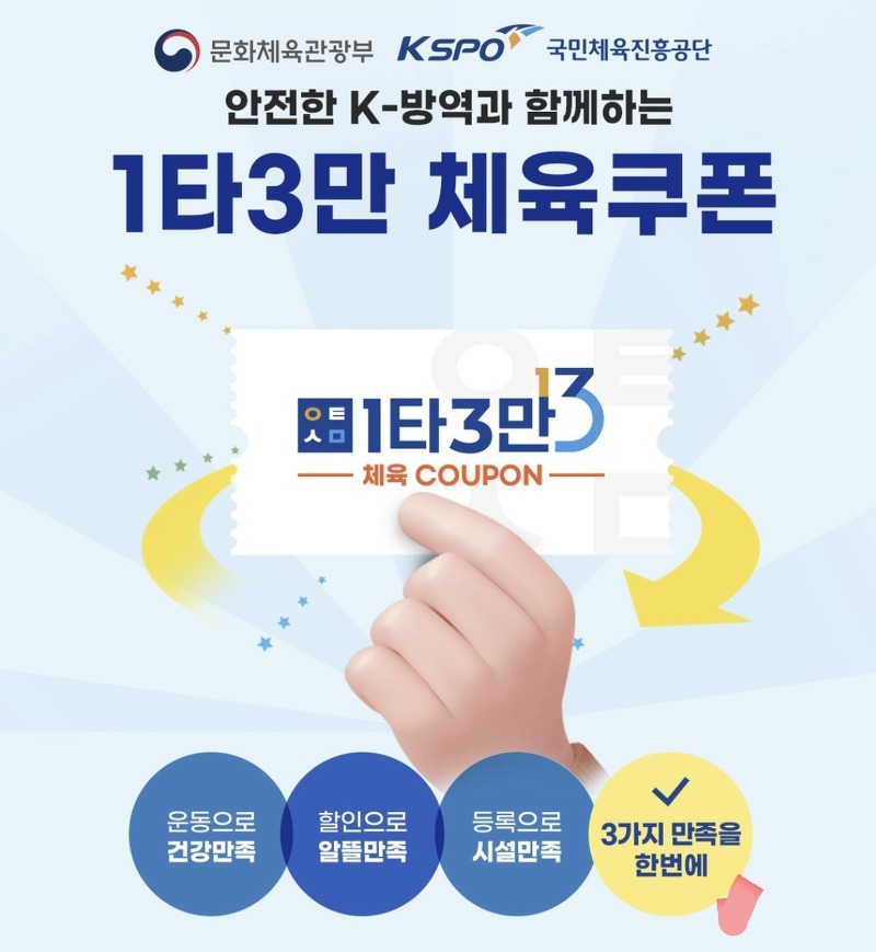국민체육진흥공단 1타3만 체육쿠폰 지급 신청 방법