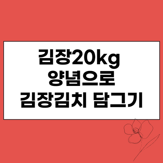 김장20kg양념 절임배추 김장김치 담그기