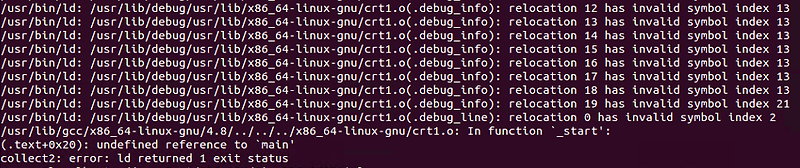 crt1.o in function _start  리눅스 빌드 에러