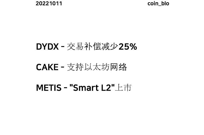 20221011 - DYDX, CAKE, METIS