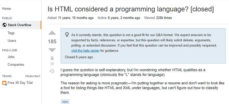 HTML은 프로그래밍 언어가 아닐까?(HTML에 관한 논쟁)