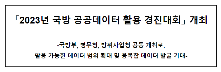 「2023년 국방 공공데이터 활용 경진대회」 개최