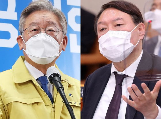 대선주자 선호도 이재명 VS 윤석열 :: 성비차이 사상 최고