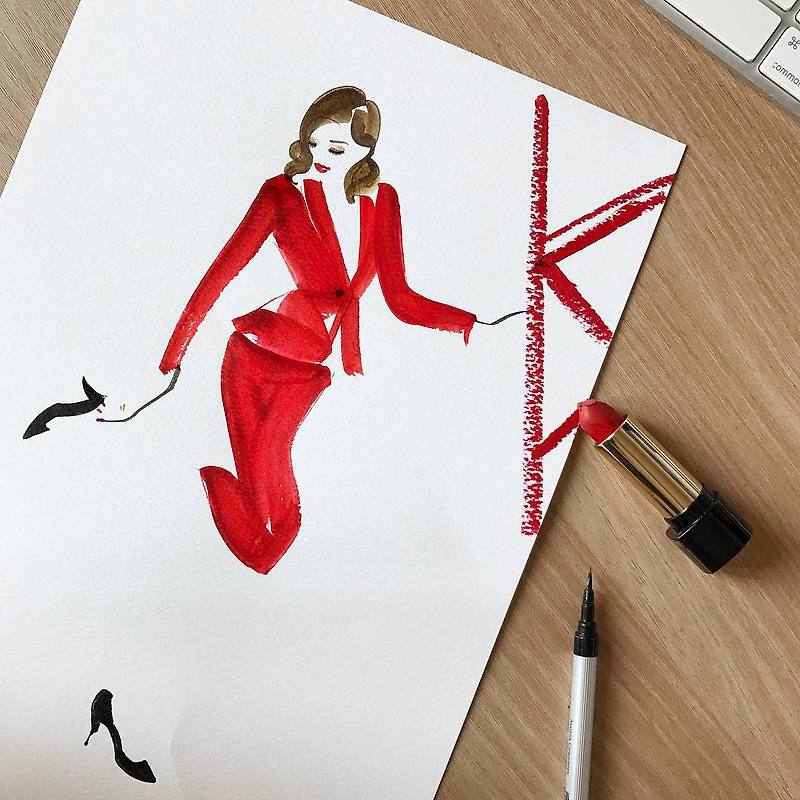 Woman in Red Suit